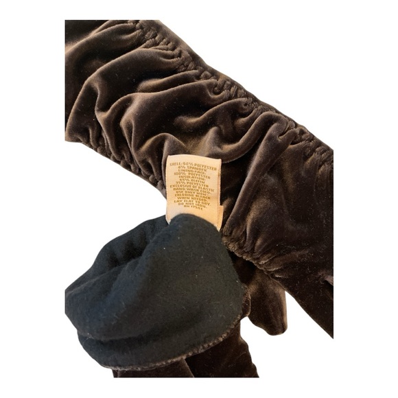 FOWNES VELVET RUCHED GLOVES 12” OVER WRIST Brown - Picture 3 of 5